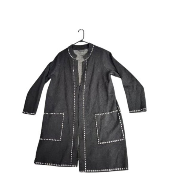 Tahari Sweaters - Tahari Cardigan Women Sz Xl Black‎ Open Pockets Boho Everyday Office Workwear